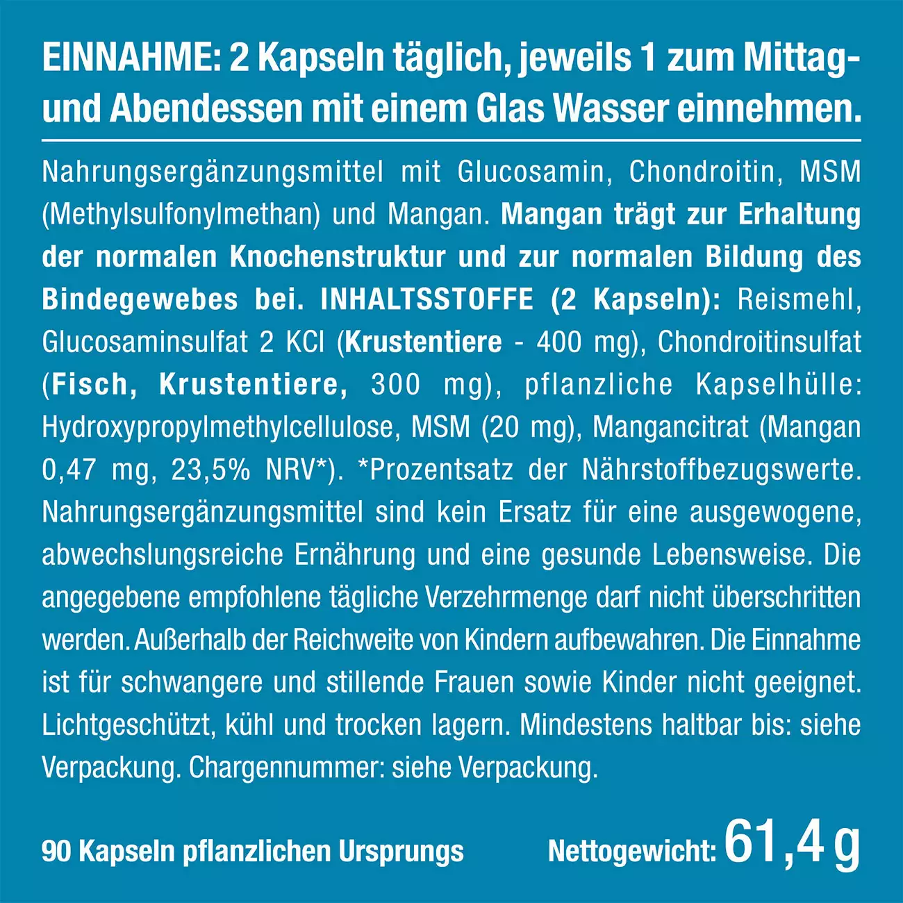 Weißer Hintergrund der Pillenbox von Glucosamin