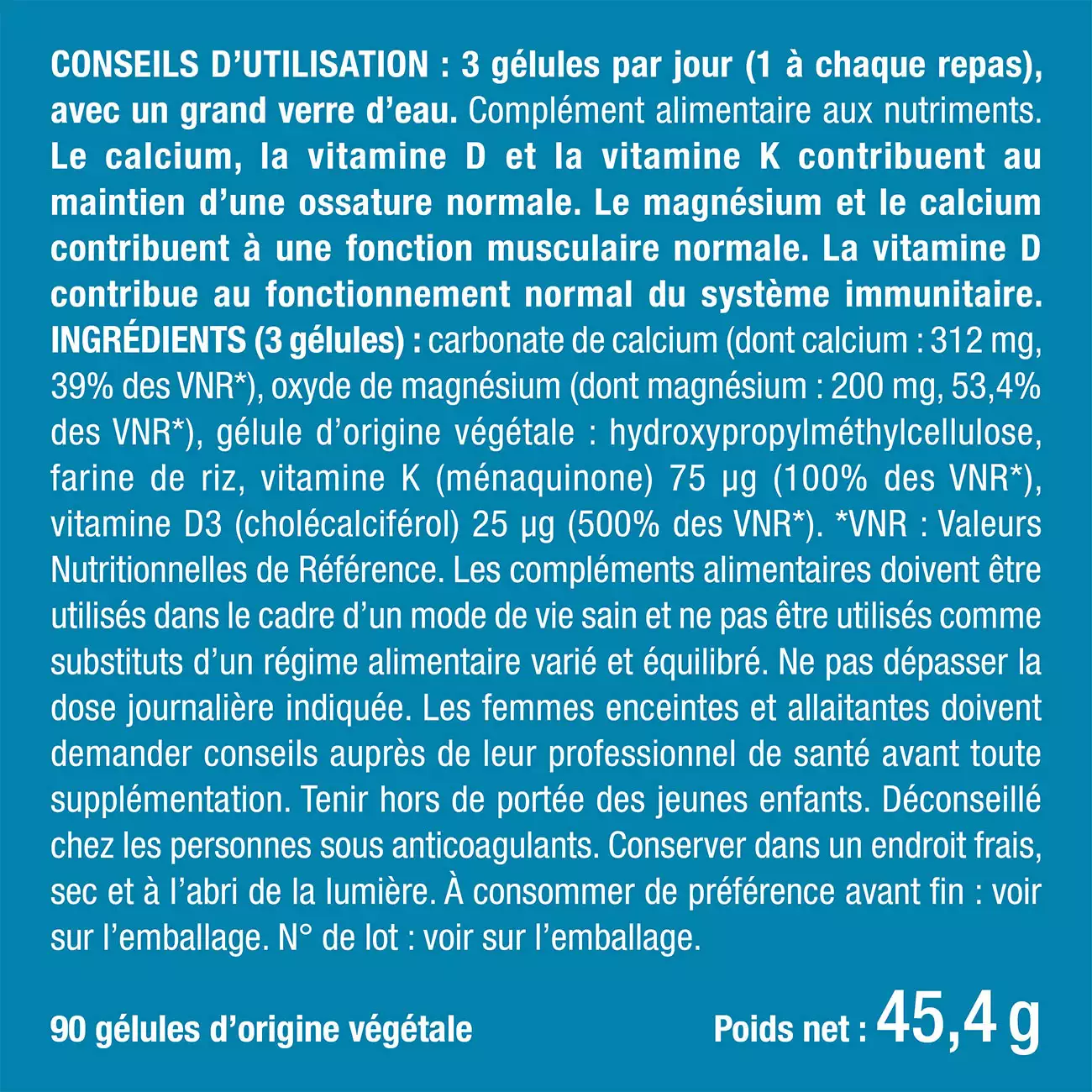 Bienfaits et contre indications pour Calcium - Complexe Ossature