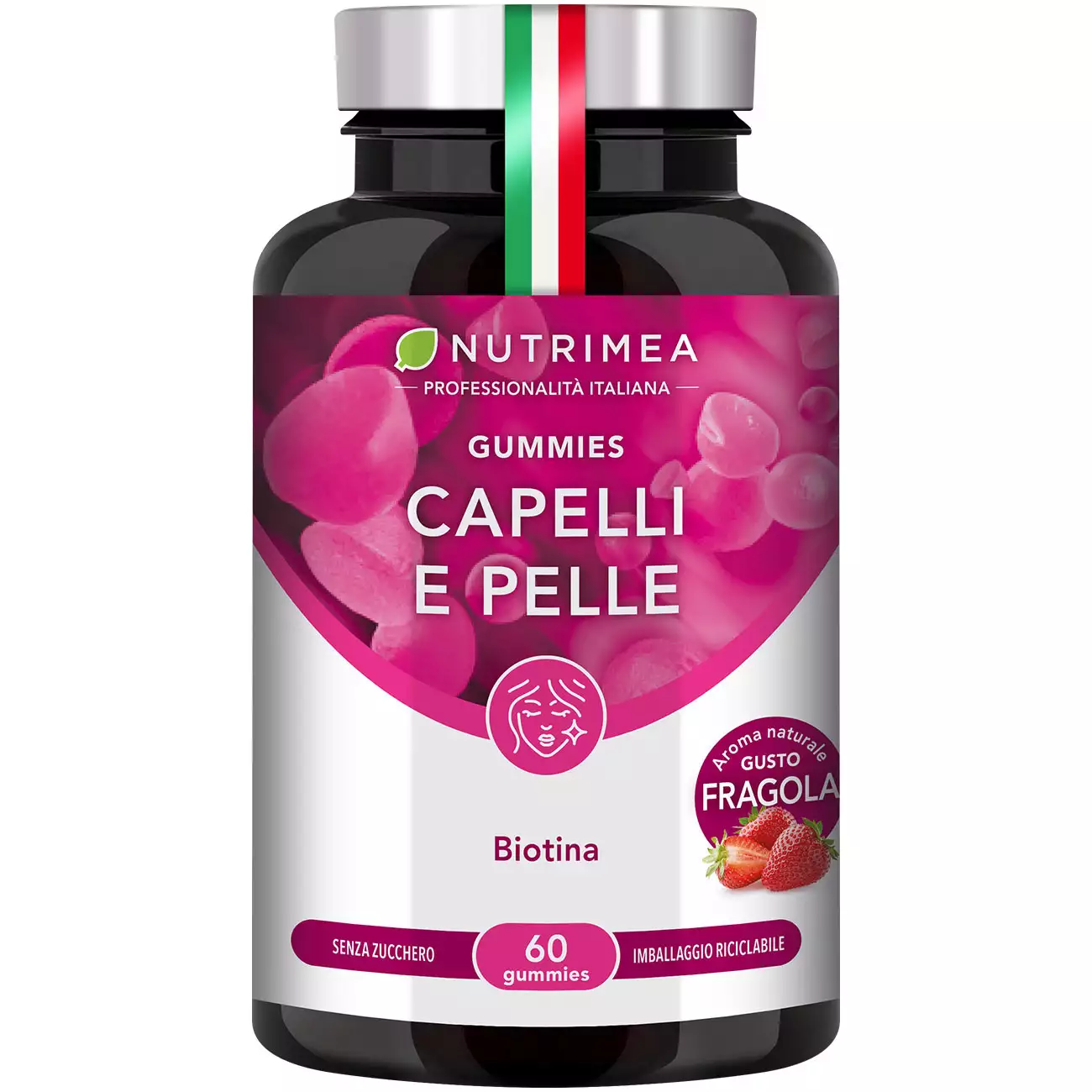 Sfondo bianco del portapillole Gummies Capelli e Pelle