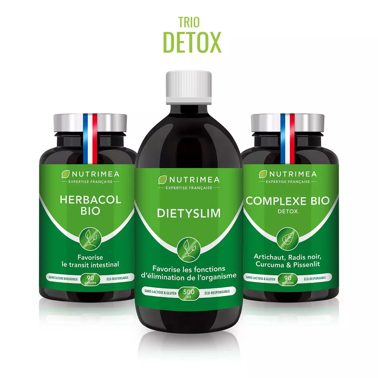 Fond blanc du pilulier de Trio DETOX - Dietyslim, Herbacol & Complexe BIO