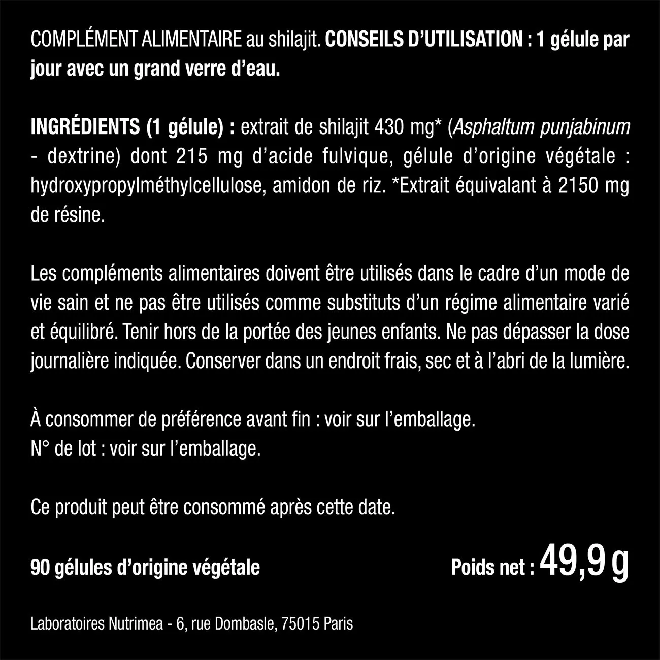 Composition du Shilajit