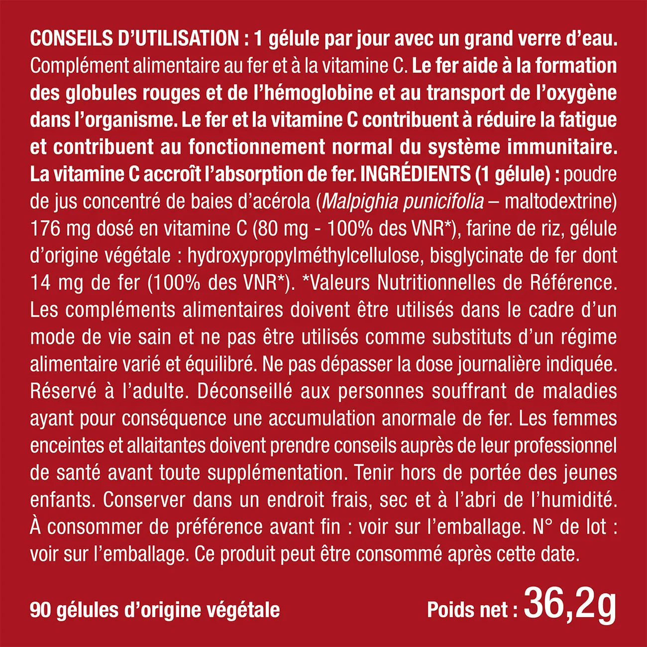 Bienfaits et contre indications pour Bisglycinate de Fer