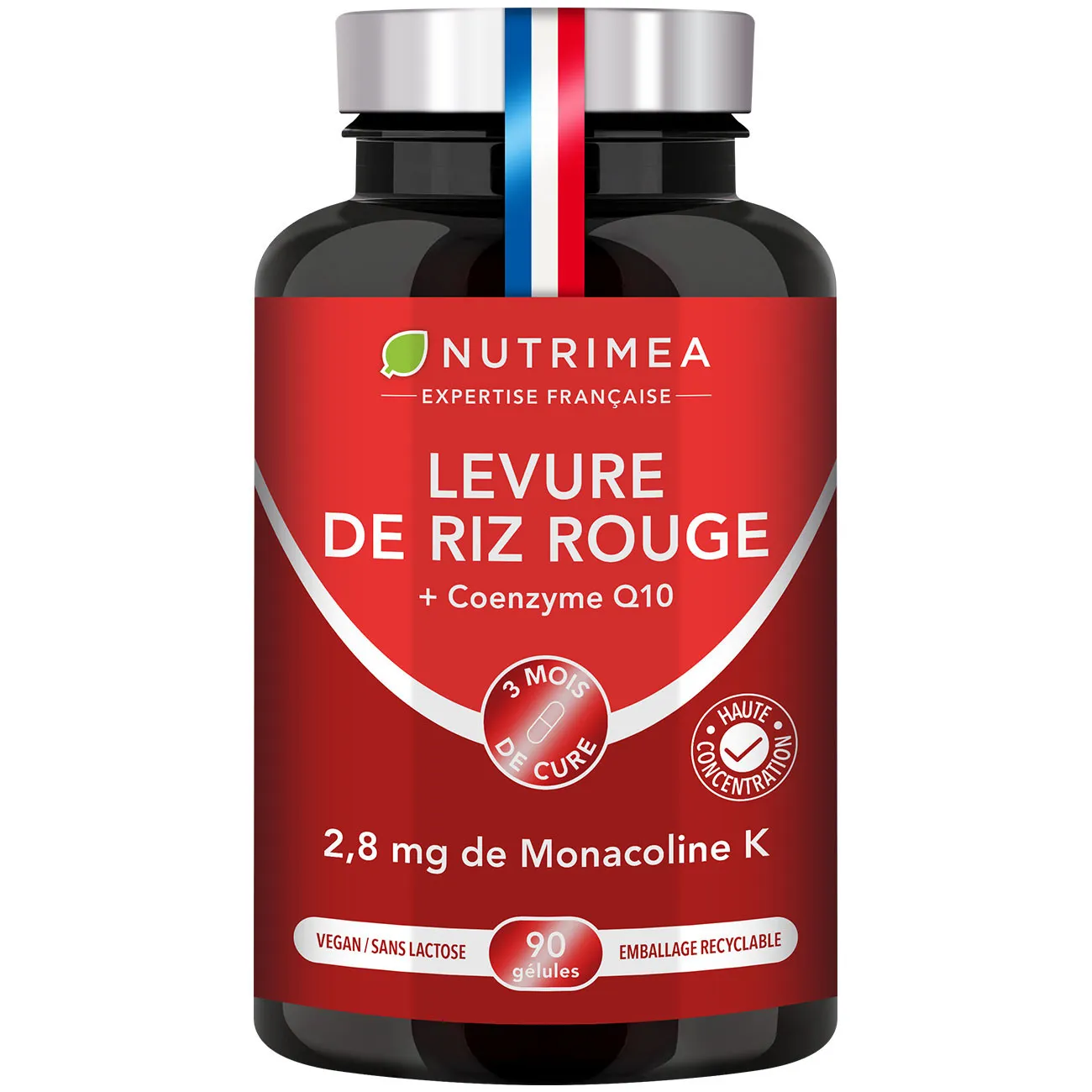 Fond blanc du pilulier de Levure de Riz Rouge