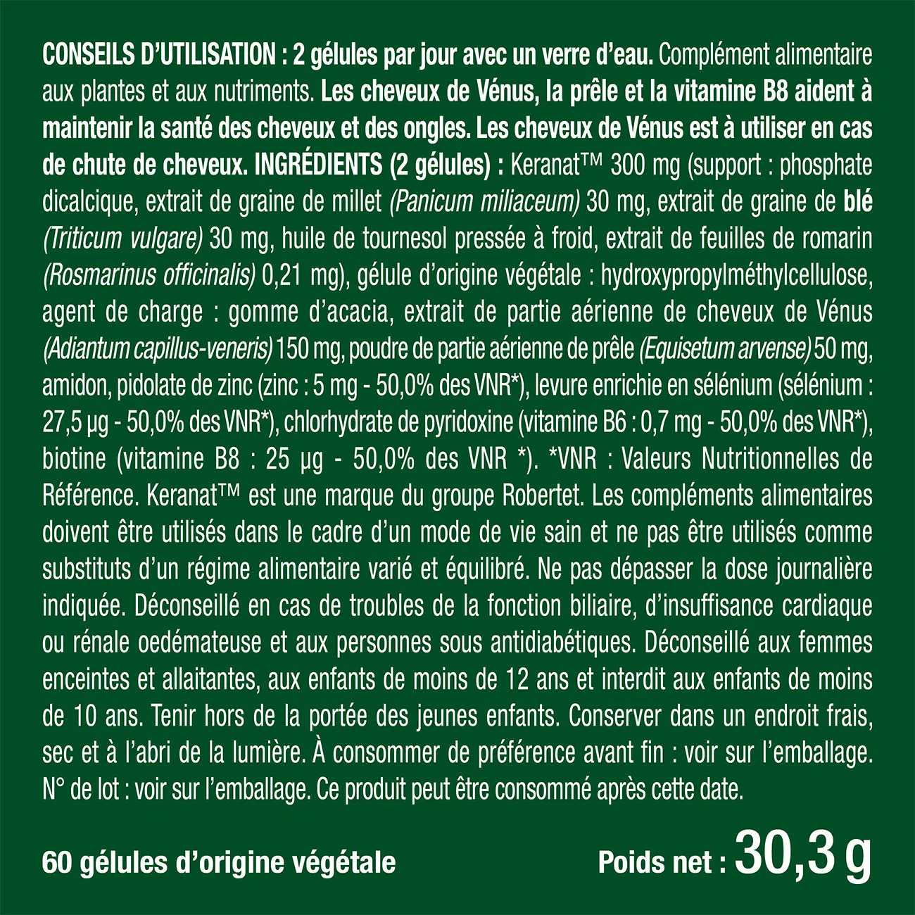 Etiquette du produit anti chute de cheveux