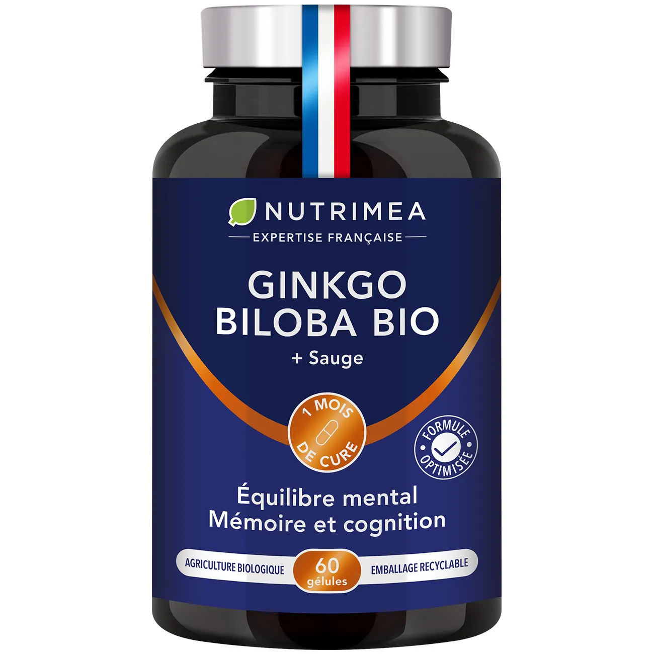 Fond blanc du pilulier de Ginkgo Biloba Bio