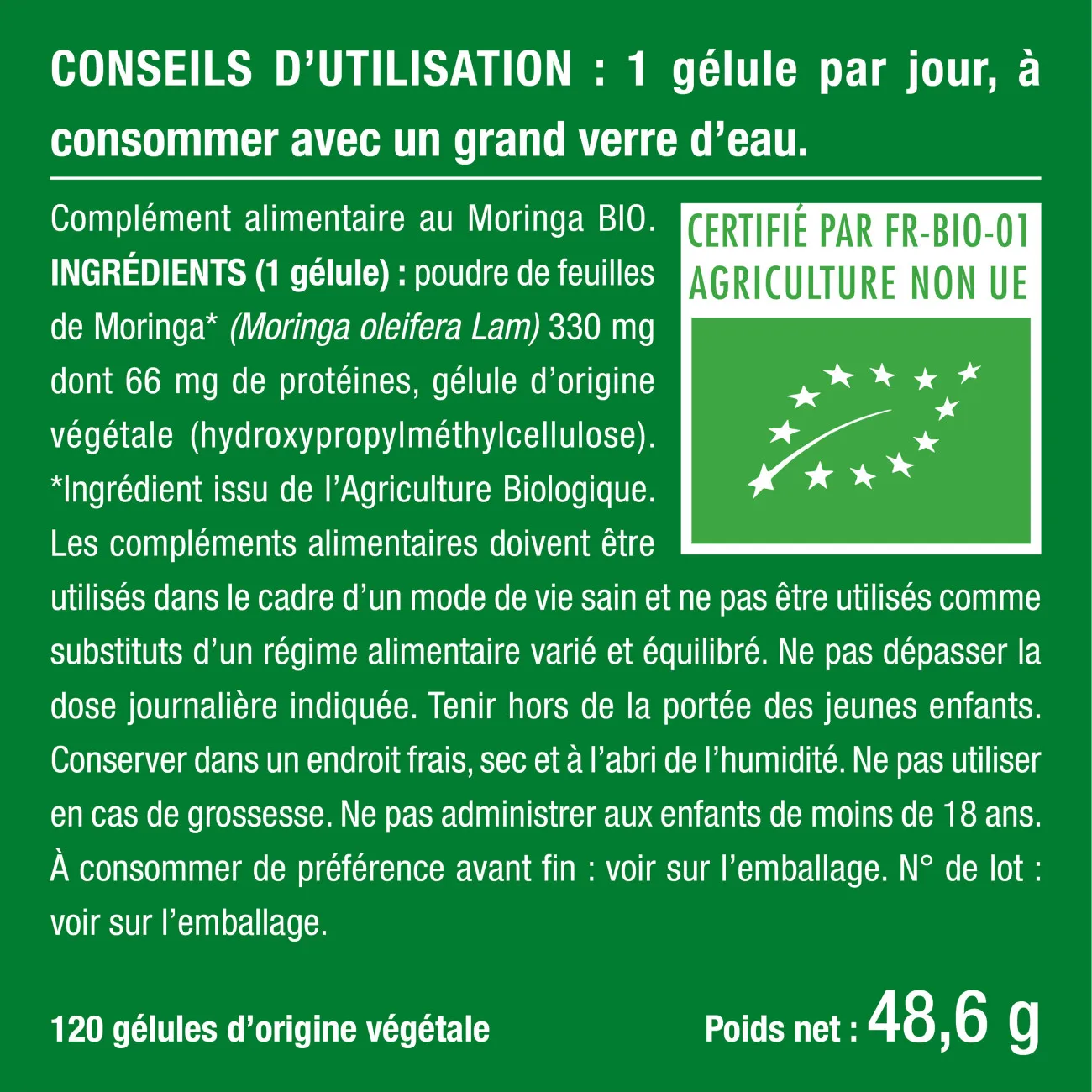 Bienfaits et contre indications pour Moringa Oleifera Bio