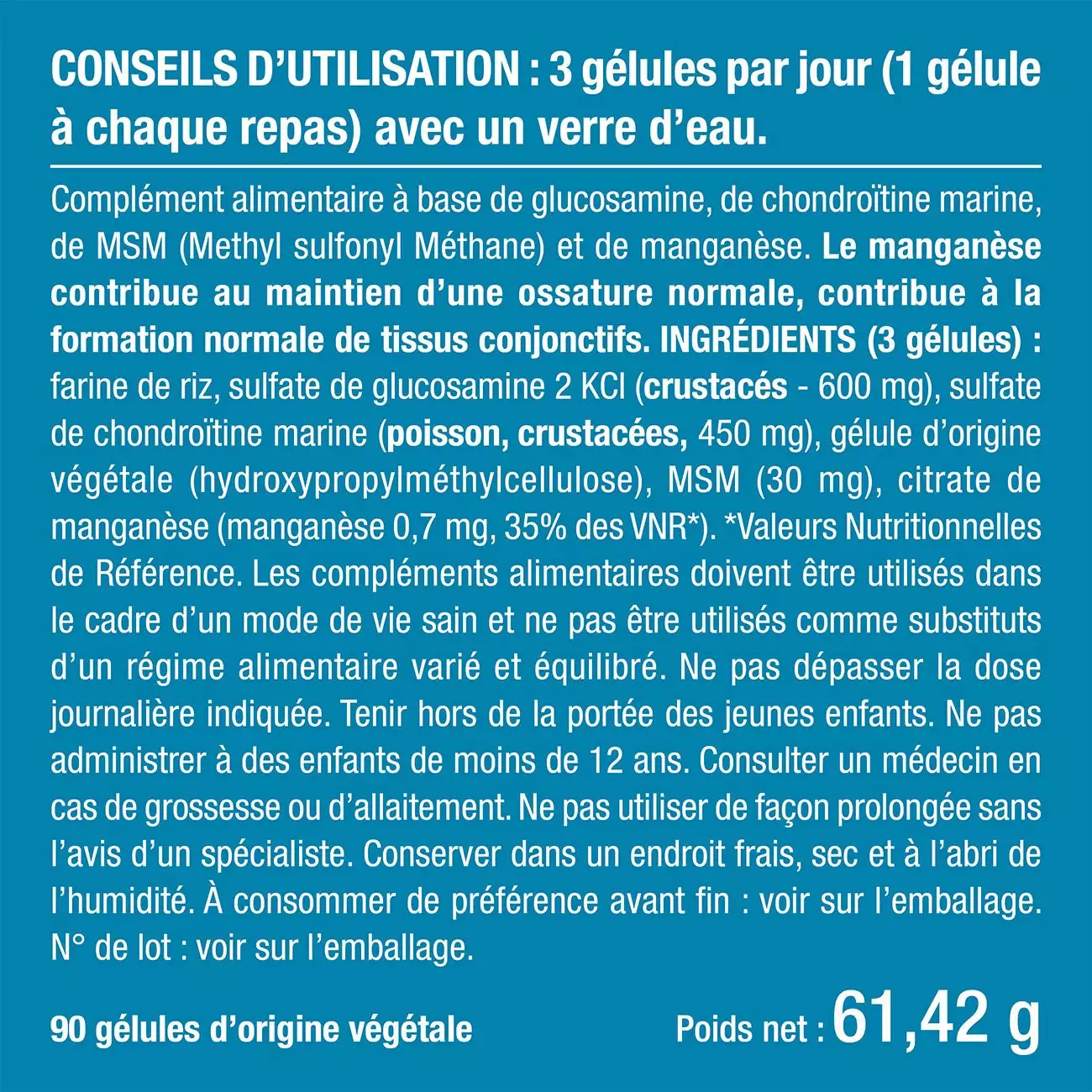 Bienfaits et contre indications pour Glucosamine