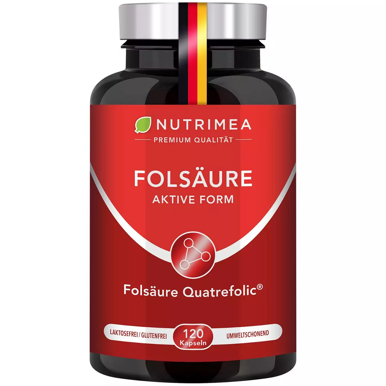 Weißer Hintergrund der Pillenbox von Folsäure - Vitamin B9