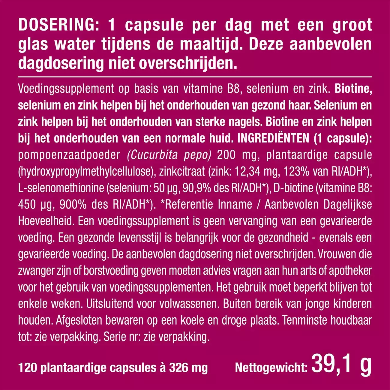 Witte achtergrond van het pillendoosje Biotine